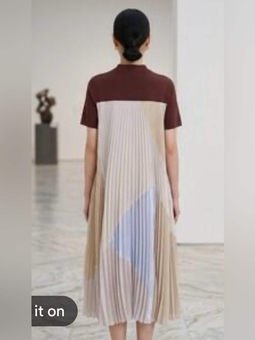 Clu Mixed Media Pleated Colorblock Dress